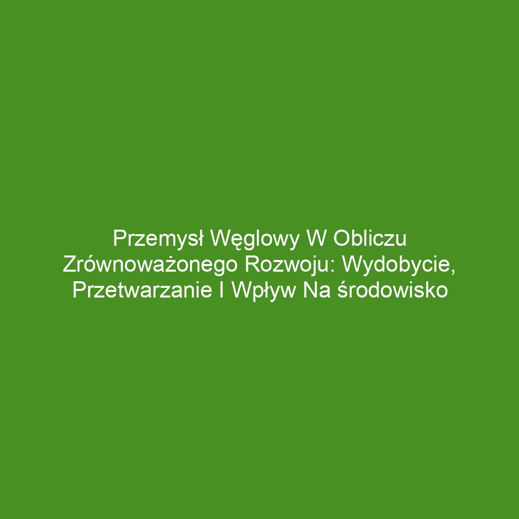 Przemysł węglowy w obliczu zrównoważonego rozwoju: Wydobycie, przetwarzanie i wpływ na środowisko