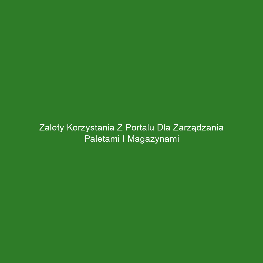 Zalety korzystania z portalu dla zarządzania paletami i magazynami