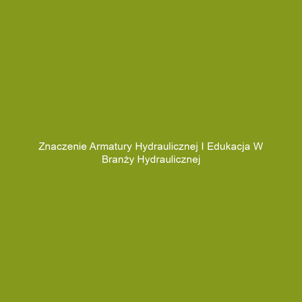 Znaczenie armatury hydraulicznej i edukacja w branży hydraulicznej