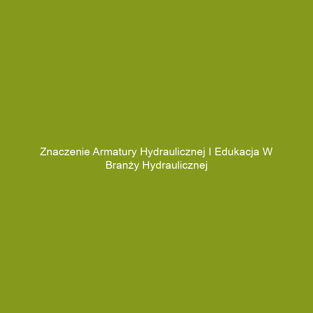 Znaczenie armatury hydraulicznej i edukacja w branży hydraulicznej