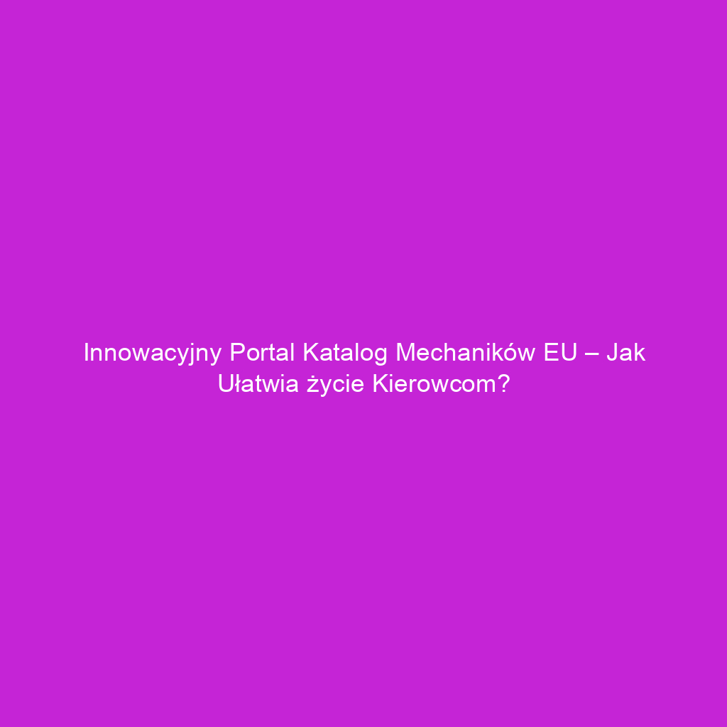 Innowacyjny portal Katalog Mechaników EU – jak ułatwia życie kierowcom?